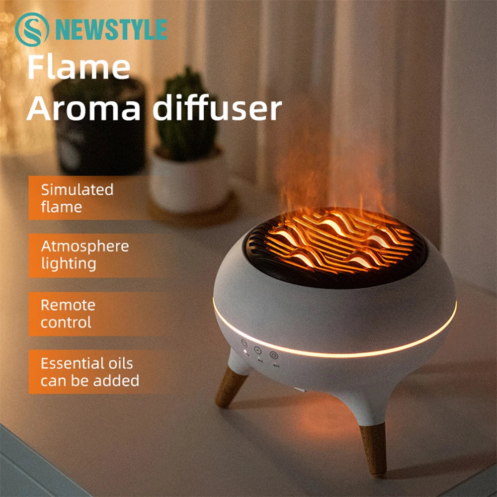 Dynamic Jellyfish Spray Air Humidifiers with Colourful Gradient Flame Night Lights Remote Control Essential Oil Aroma Diffusers