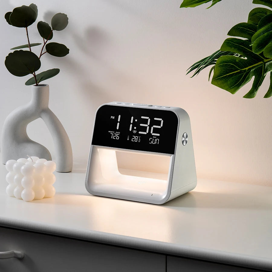 1pc new bedroom bedside lamp clock, made of ABS material suitable for home/office holiday atmosphere decoration USB plug in use