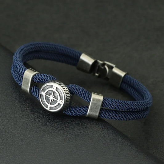 New Compass Bracelet Man Viking Nautical Rope Braslet Bangle Handmade Weaven Surfer Accessories Hombre Marine String Braclet