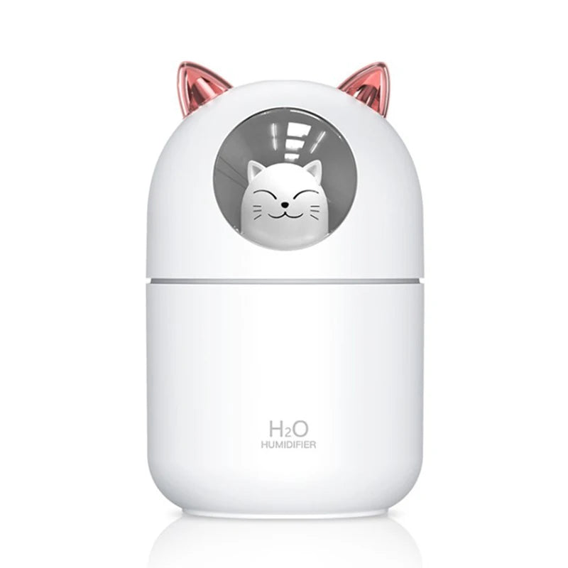 300ML  Air Humidifier Cute Cat Ultra-Silent USB Office Household Bedroom Car Aromatherapy Air Purifier with Led Cool Mist Spray