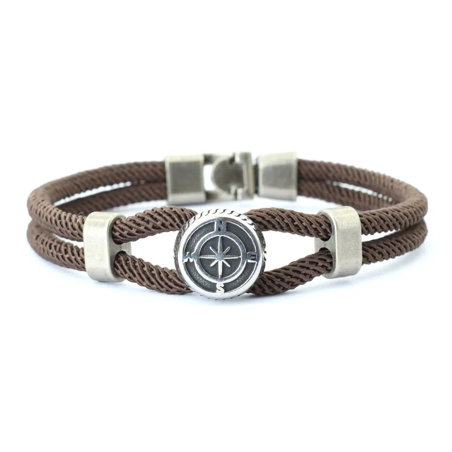 New Compass Bracelet Man Viking Nautical Rope Braslet Bangle Handmade Weaven Surfer Accessories Hombre Marine String Braclet