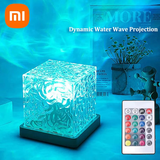 Xiaomi Dynamic Water Ripple Night Light 16 Color Projector Lamp Bedroom Ambient Light USB Remote LED Light Gaming Room Bar Decor