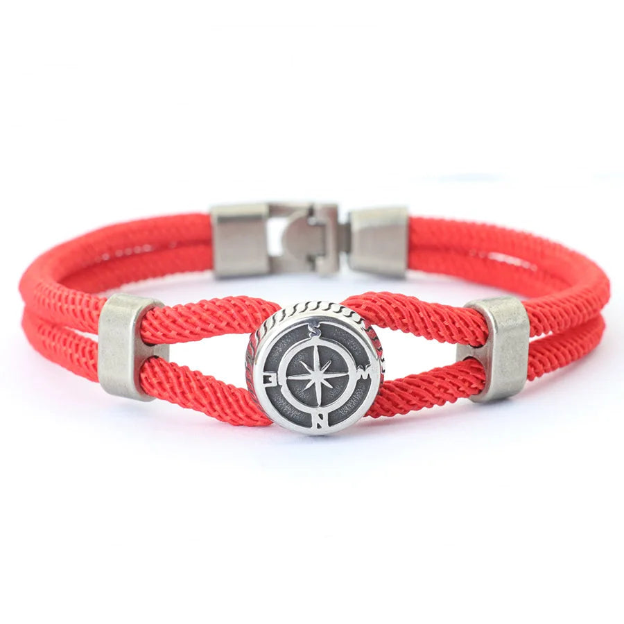 New Compass Bracelet Man Viking Nautical Rope Braslet Bangle Handmade Weaven Surfer Accessories Hombre Marine String Braclet